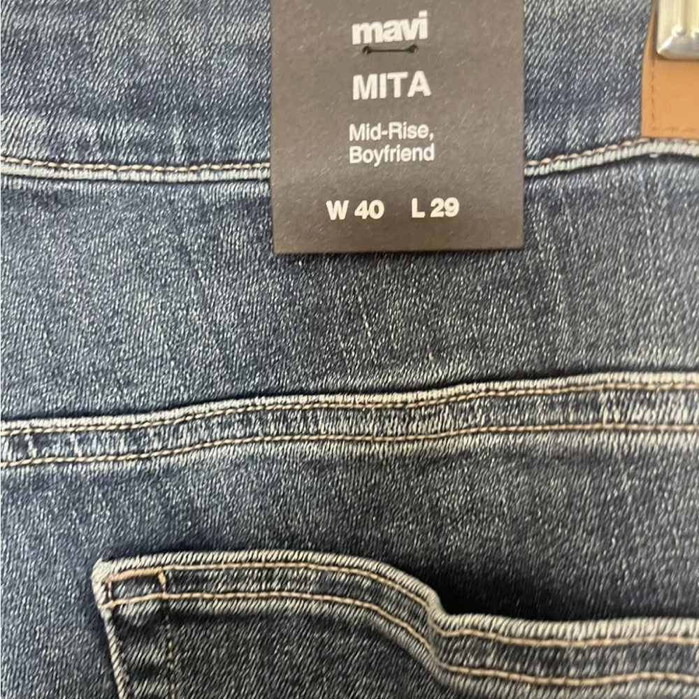 NWT Mavi Mita Mid Rise Boyfriend Jeans 40 x 29 Blue Stretch Women's New - Picture 7 of 8